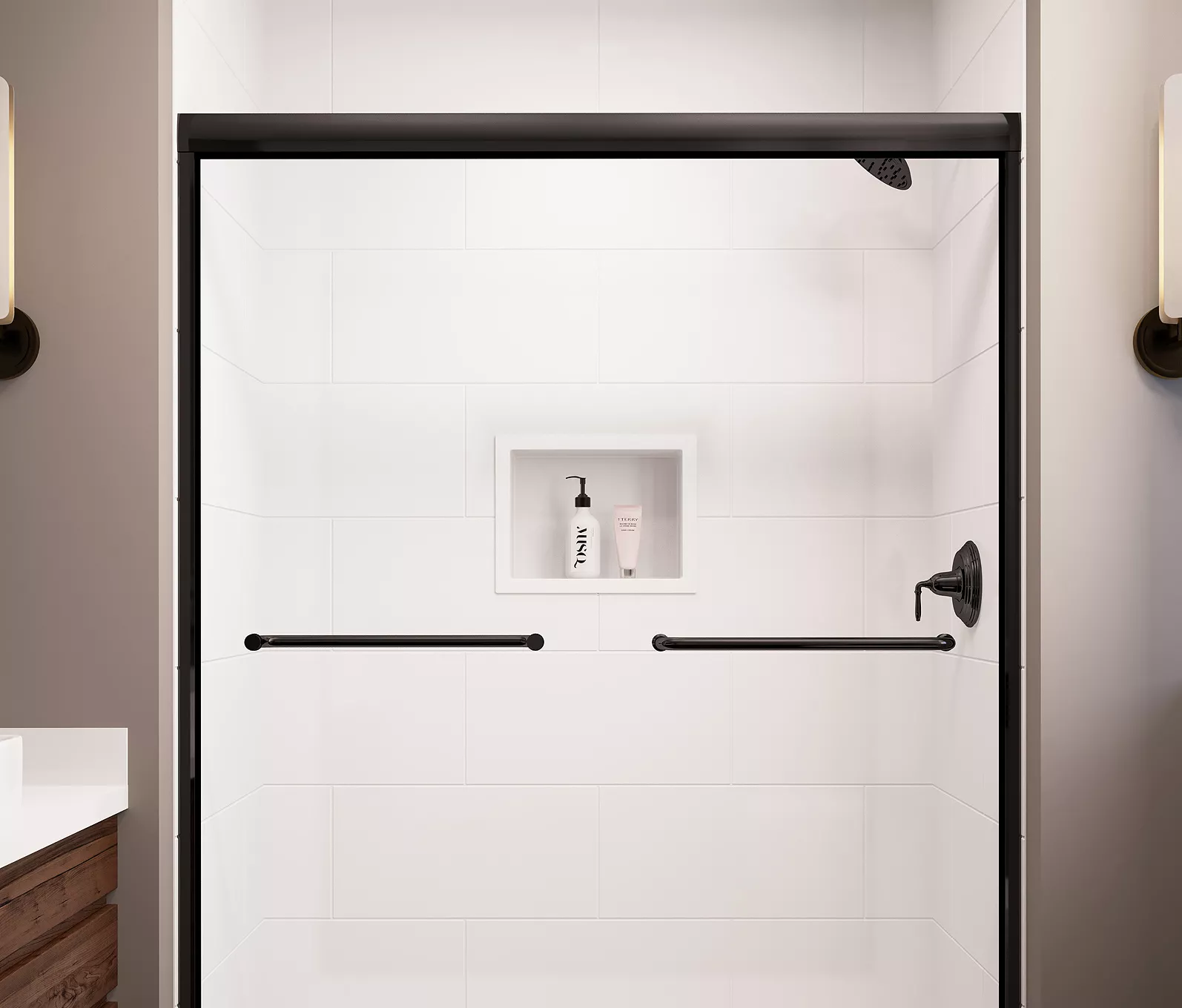 AN08 14 x 18 Shower Nook AN08 Mincey Marble