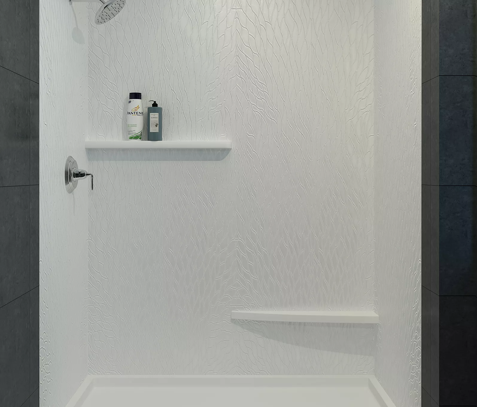 TSRS Canopy Shower Wall Panel Mincey Marble