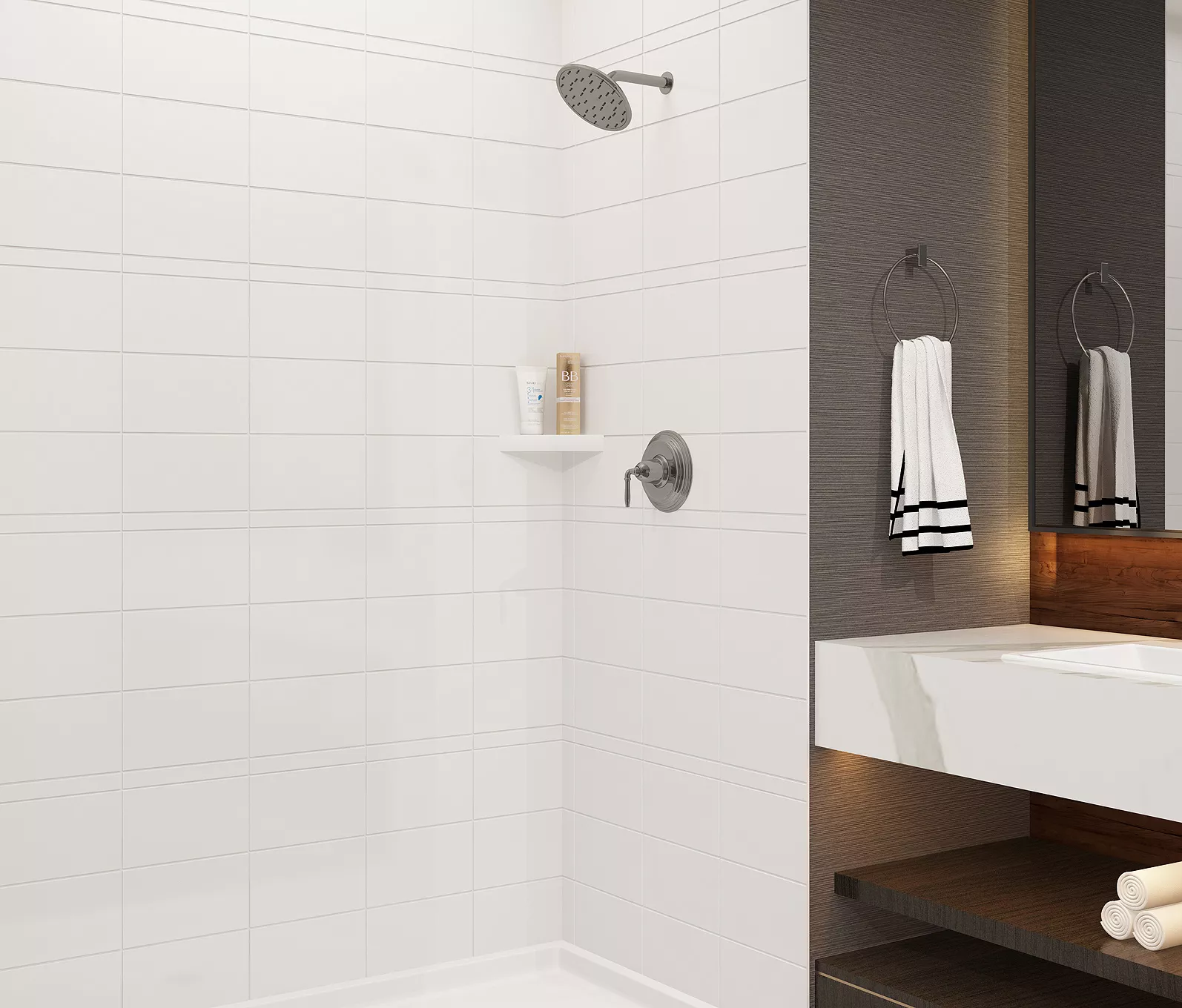 TS-VN: 6x10 Bordeaux Pattern Shower Wall Panel | Mincey Marble