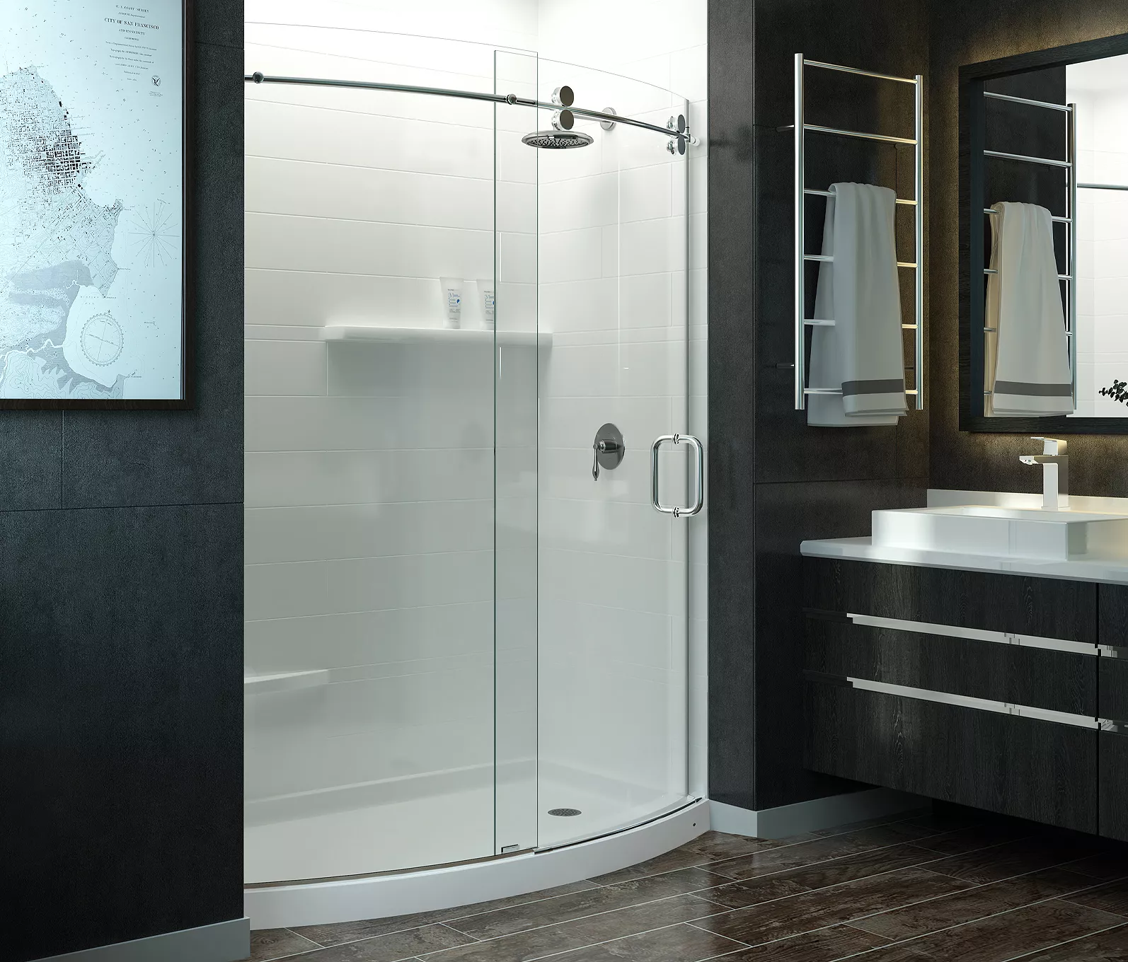 Napoli Bowfront Barn Shower Door NAPBF6 Mincey Marble