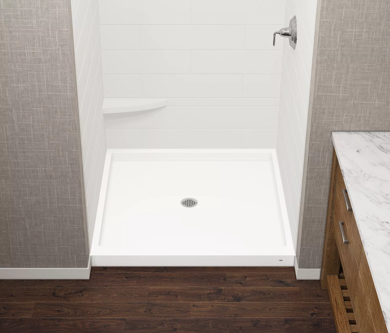 Shower Pans Shower Base Veritek, Swanstone ADA Trench Drain