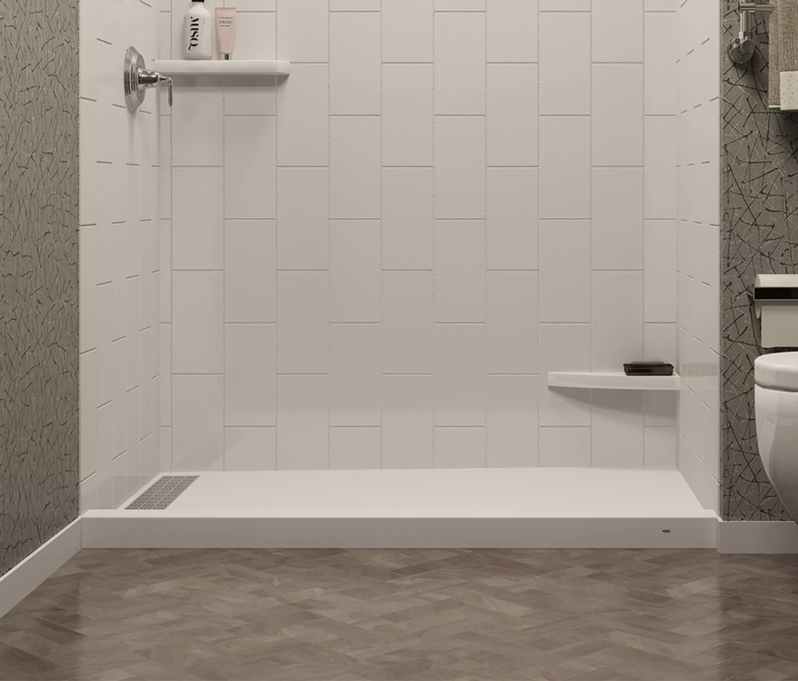 TD-35-ADJ-60: 35 Adjustable Trench Drain Shower Pan | Mincey Marble
